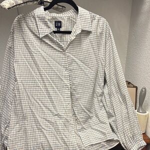 GAP Casual Checkered Shirt - Gray and Cream